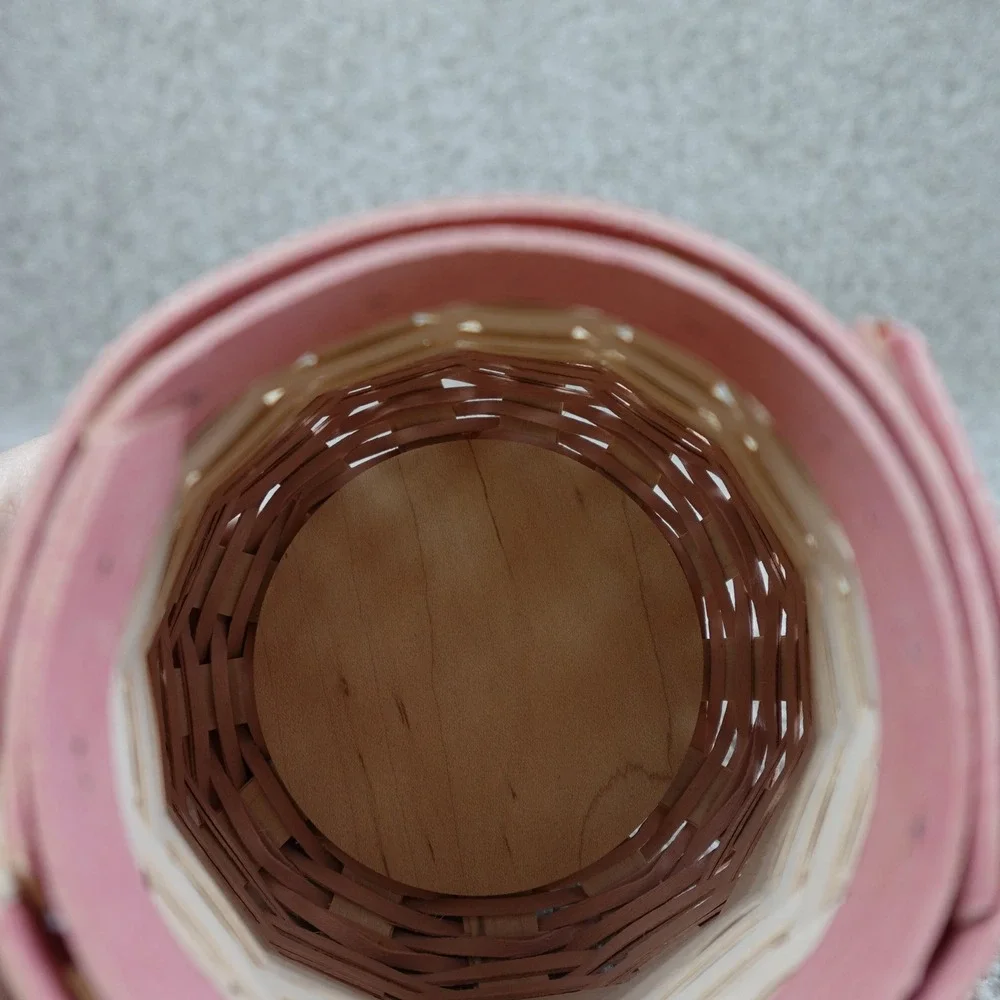 Longaberger 2009 Horizon of Hope Basket Pink Natural Woven Maple Wood Decor
